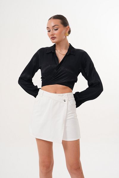 happinice Women's White High Waist Denim Shorts Skirt