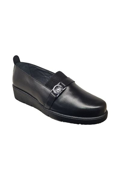 Öztürk Napa Shoes Women's Genuine Leather Compressed Foam Sole Comfortable Ultra Light Daily Wedge Heel Shoes