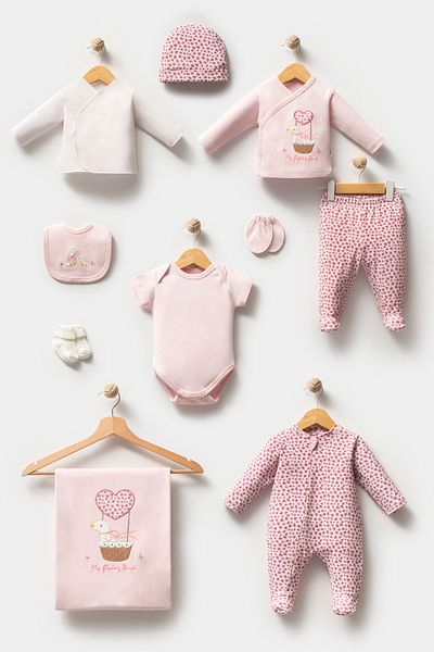 Bebitof Cute Duck in Basket Patterned 10 Piece Boxed Newborn Hospital Outfit Set