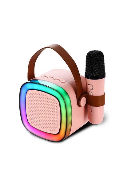 Microdigit MD673PS Colorful Bluetooth Speaker with Karaoke Microphone for Home Portable Mini Wireless Speaker with Mic for Party