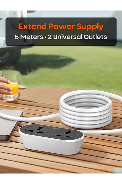 Generic PEGANT 2 Way 5 Meters, 2 Universal Outlets Power Extension Cord