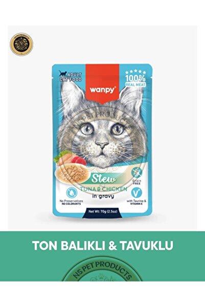 Wanpy Pouch Tavuk & Ton Balık Yetişkin Kedi Yaş Maması 70 gr