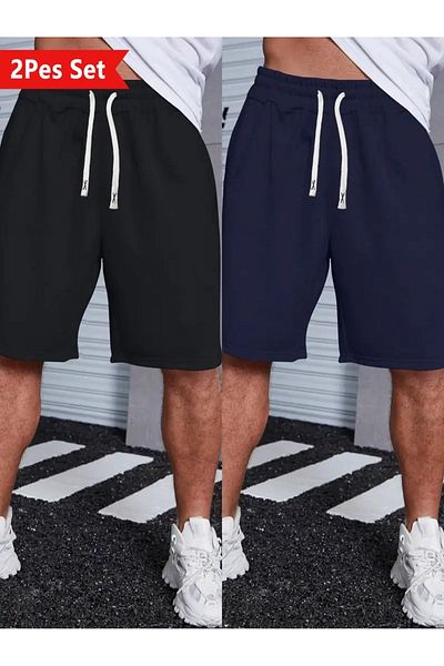 DAXİS Sportwear Company Pachet Advantage de 2 pantaloni scurți pentru bărbați - Pantaloni scurți pentru bărbați cu croiala confortabilă
