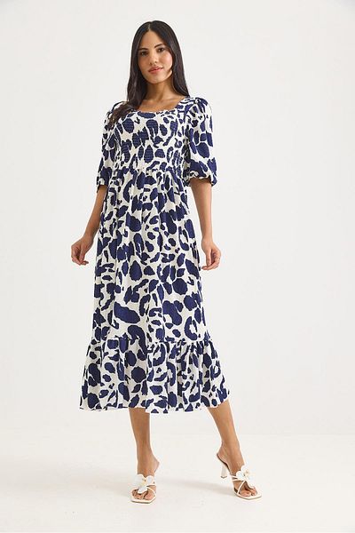Raneel Kazançlı Alışveriş Gipeli Balloon Sleeve Long Dress Navy Blue