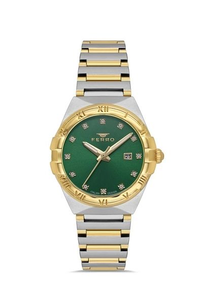 FERRO Silver and Yellow Steel Cord Women's Wristwatch Fl21472A-D6