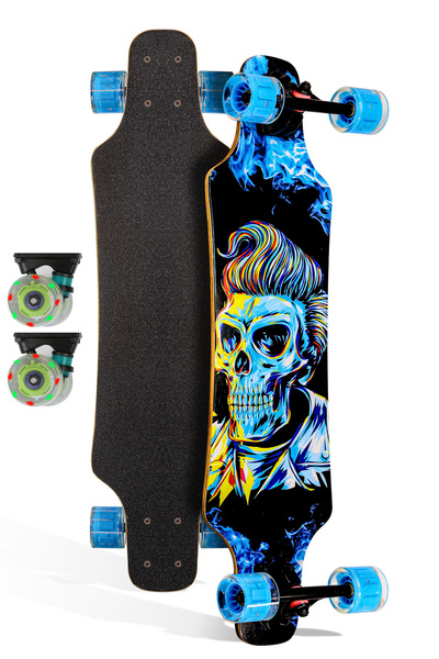 NUBLADO Işıklı Kaykay Silikon Teker Sessiz Semi-PRO Skeleton Model Zımparalı Skateboard Longboard 80 cm 3169