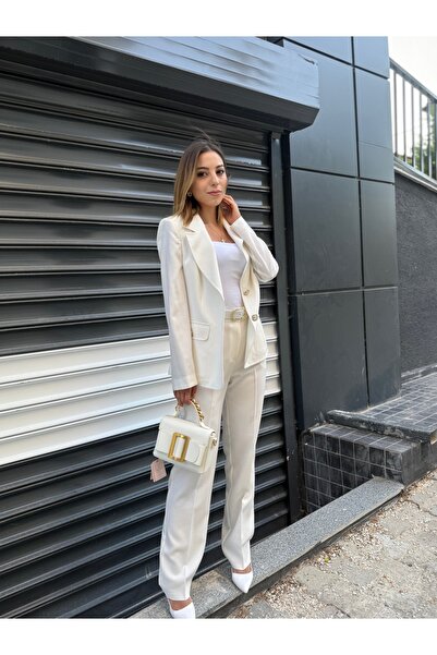 Bahar beyaz fransız keten takım