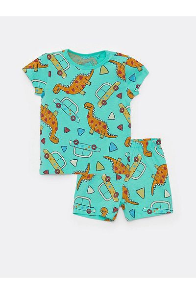 LC Waikiki Lcw Baby Green Crew Neck Short Sleeve Baby Boy Pajama Set