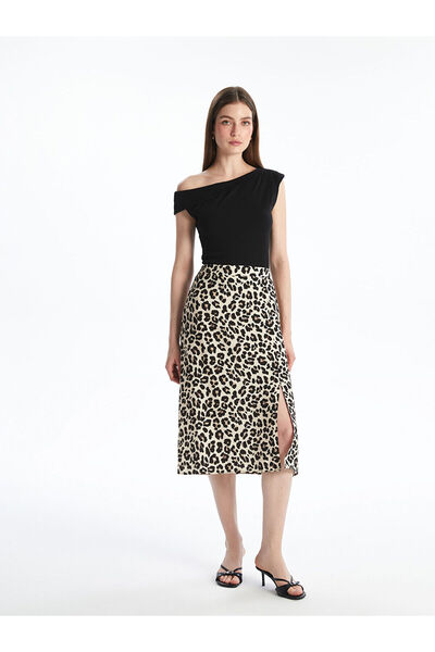 LC Waikiki Rock mit elastischem Bund und Leopardenmuster