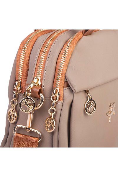 Nas Bag Geantă de umăr și crossbody cu mai multe compartimente pentru femei (25x20 cm) Mink Tan Buzzy