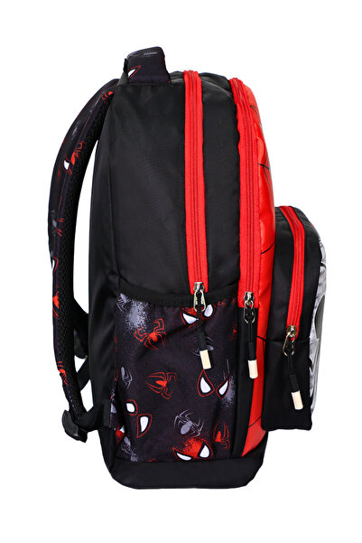 Çanta Trend 3-Piece Primary School Red Printed School Bag with Lunch and Pen Holder for Boys