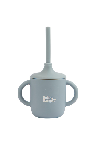 Babies Basic Stage 2 Silicone Trainer Cup with Handles for Kids, Blue