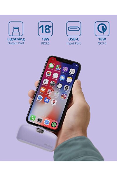 Generic PEGANT 5000mAh Mini Power Bank with 18W PD3.0 Fast Charging, Compact and Portable Charger Small Exte