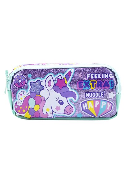 MUGGLE 2 Bölmeli Always Happy Unicorn Okul Çantası + Kalemlik