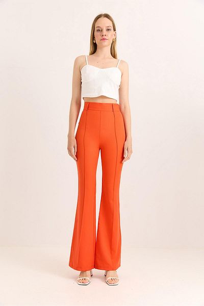 Raneel Kazançlı Alışveriş Yüksel Waist Striped Spanish Leg Trousers Pomegranate