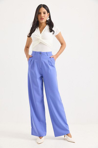 Raneel Kazançlı Alışveriş High Waist Wide Leg Trousers Lilac