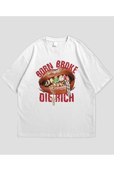SVART WEAR تي شيرت Born Broke Die Rich للجنسين مقاس كبير