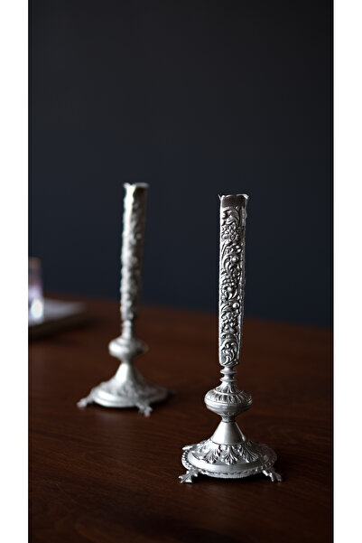 RETRO ANTİKA VİNTAGE METAL ÇİFT ŞAMDAN