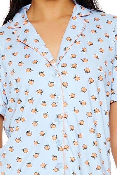 Forever 21 Şeftali Desenli Gömlek ve Şort Pijama Takımı