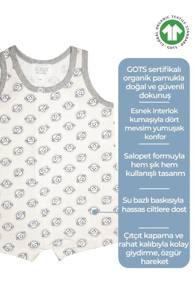 Ozmoz By Mukadder Özden Organic Lamb Printed Unisex Baby Rompers & Salopet