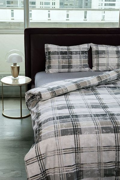 FAVORA Piemo Double Duvet Cover Set with Elastic Sheet - Gray