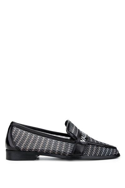 Valentino Mario Valentino Women's Leather & Textile Black Loafer Shoes