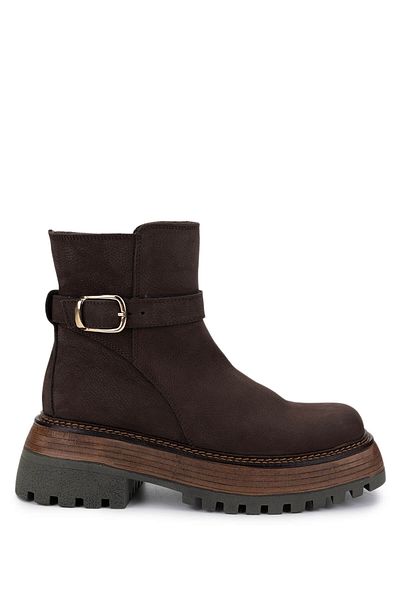 Tamer Tanca Women's Genuine Leather Brown Nubuck Casual Boots