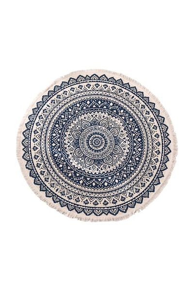 Blusmart Chindi Round Carpet, Cotton, Diameter 90 Cm, Black