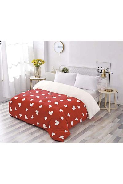 FIONNA.RO Cocolino Blanket With Fur - White Hearts