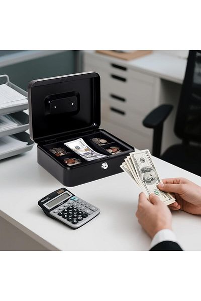rexa Metal Cash Box with Money Tray, Lock Box 12.5 x 9.5 x 6cm