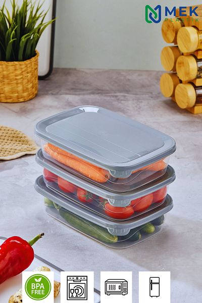 Mek life 1100'Ml Box 3-Piece Storage Container