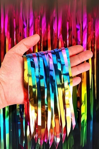 Le Mabelle Multi-Colored Shiny Fringe Curtain Party Ornament