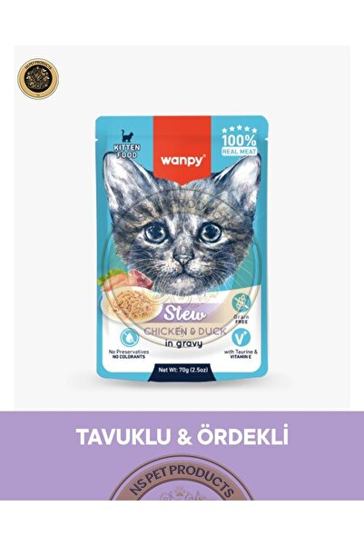Wanpy Pouch Tavuk & Ördek Yavru Kedi Yaş Maması 70 gr