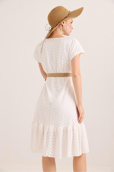 Raneel Kazançlı Alışveriş Double Breasted Collar Belted Fisto Guipure Lined Dress