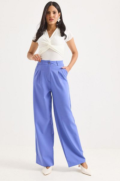 Raneel Kazançlı Alışveriş High Waist Wide Leg Trousers Lilac
