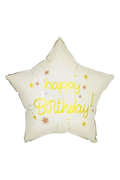 Le Mabelle White Happy Birthday Written Star Balloon