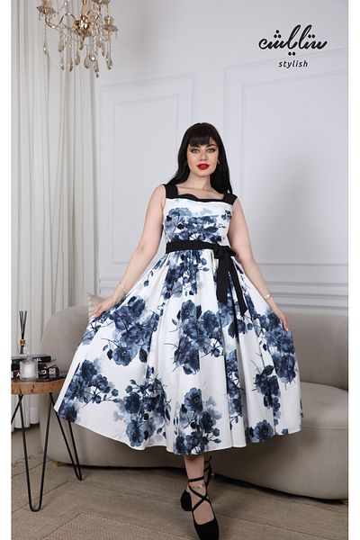 Stylish Elegant black and white floral dress