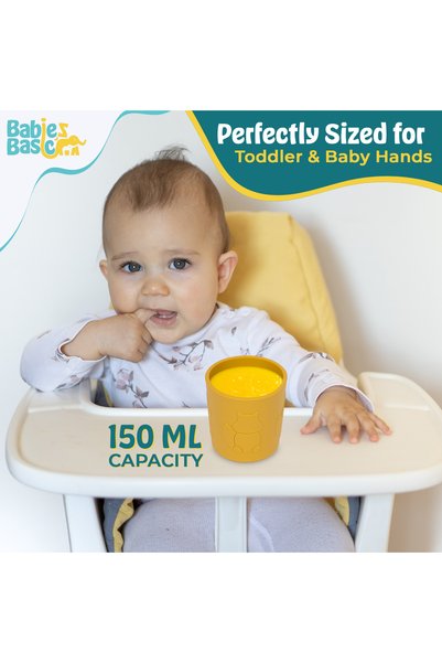 Babies Basic Silicone Trainer Cup for Babies/Kids, BPA Free, Yellow