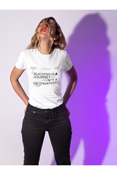 MAGORS تيشيرت نسائي قطني برقبة دائرية مطبوع عليه SUCCESS IS A JOURNEY
