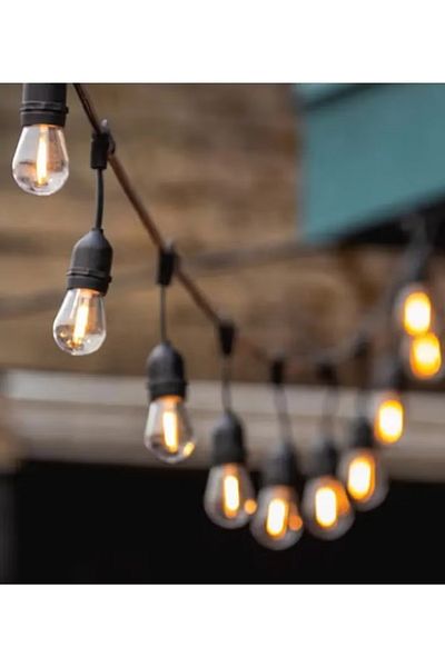 Primo Plus Waterproof Outdoor String Light Yellow 48feet , Heavy Duty String Light Bulbs Black/Yellow