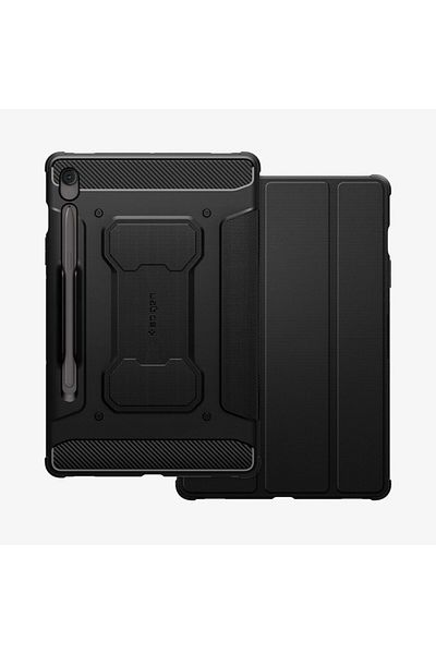 Spigen غطاء حماية Rugged Armor Pro لجهاز Samsung Galaxy Tab S10 FE+ (2025) مع حامل قلم S - أسود