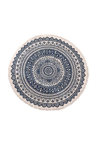 Blusmart Chindi Round Carpet, Cotton, Diameter 90 Cm, Black