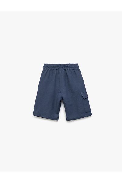 Koton New Season Linen and Viscose Blend Pocket Detail Waist Lace-Up Cargo Shorts