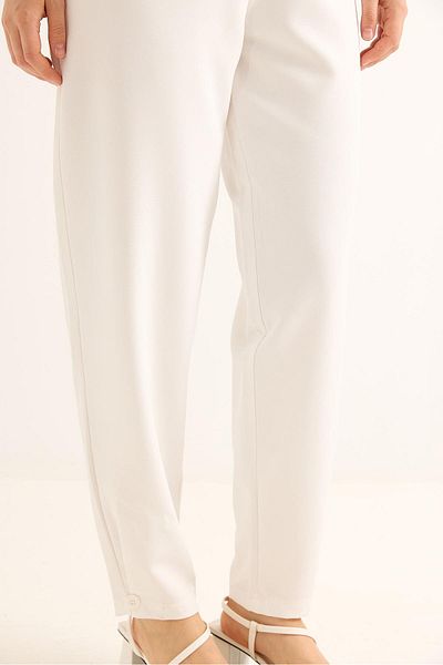 Raneel Kazançlı Alışveriş Carrot Model Double Button Palazzo Trousers White