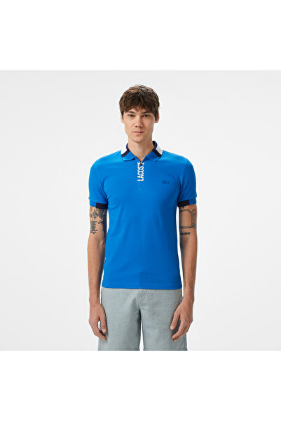 Lacoste Erkek Regular Fit Yarım Fermuarlı Baskılı Lacivert Polo