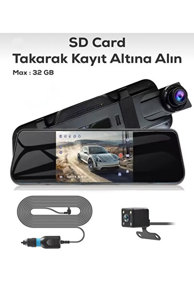 AUDİOMAX Araç Kamerası Dikiz Aynası- Çift Kameralı, Full Hd 1080p, 170° Geniş Açı, Gece Görüşlü, Geri Görüş