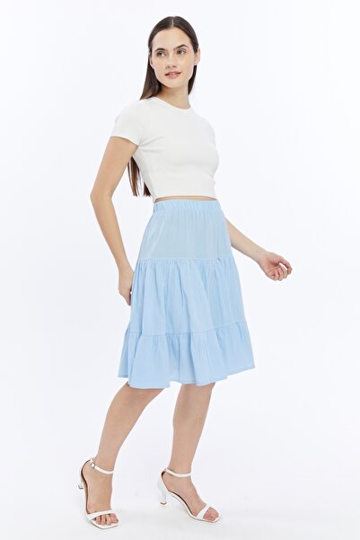 MAKSEN TEKSTİL МІДІ-ДОВЖИНА 100% БАВОВНЯНА ТКАНИНА ШОРТИ СПІДНИЦЯ