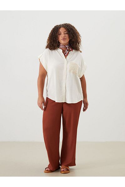 LC Waikiki Ecru Women's Shirt with Crochet Detail