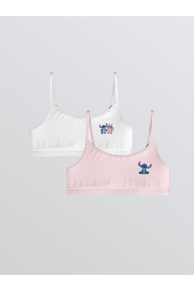 LC Waikiki White Stitch and Angel Printed Girl's Bustier 2-Piece