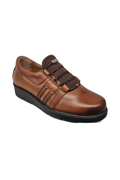 Öztürk Napa Shoes Women's Genuine Leather Compressed Foam Sole Comfortable Ultra Light Daily Wedge Heel Shoes